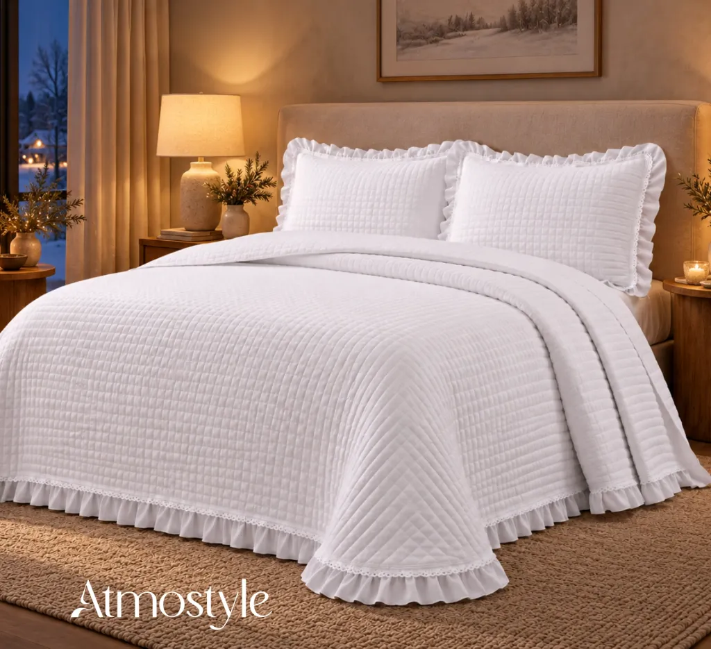 Conjunto Cayetana · Colcha de invierno + fundas de cojín (Blanco, Cama 90 (180 × 260 cm))